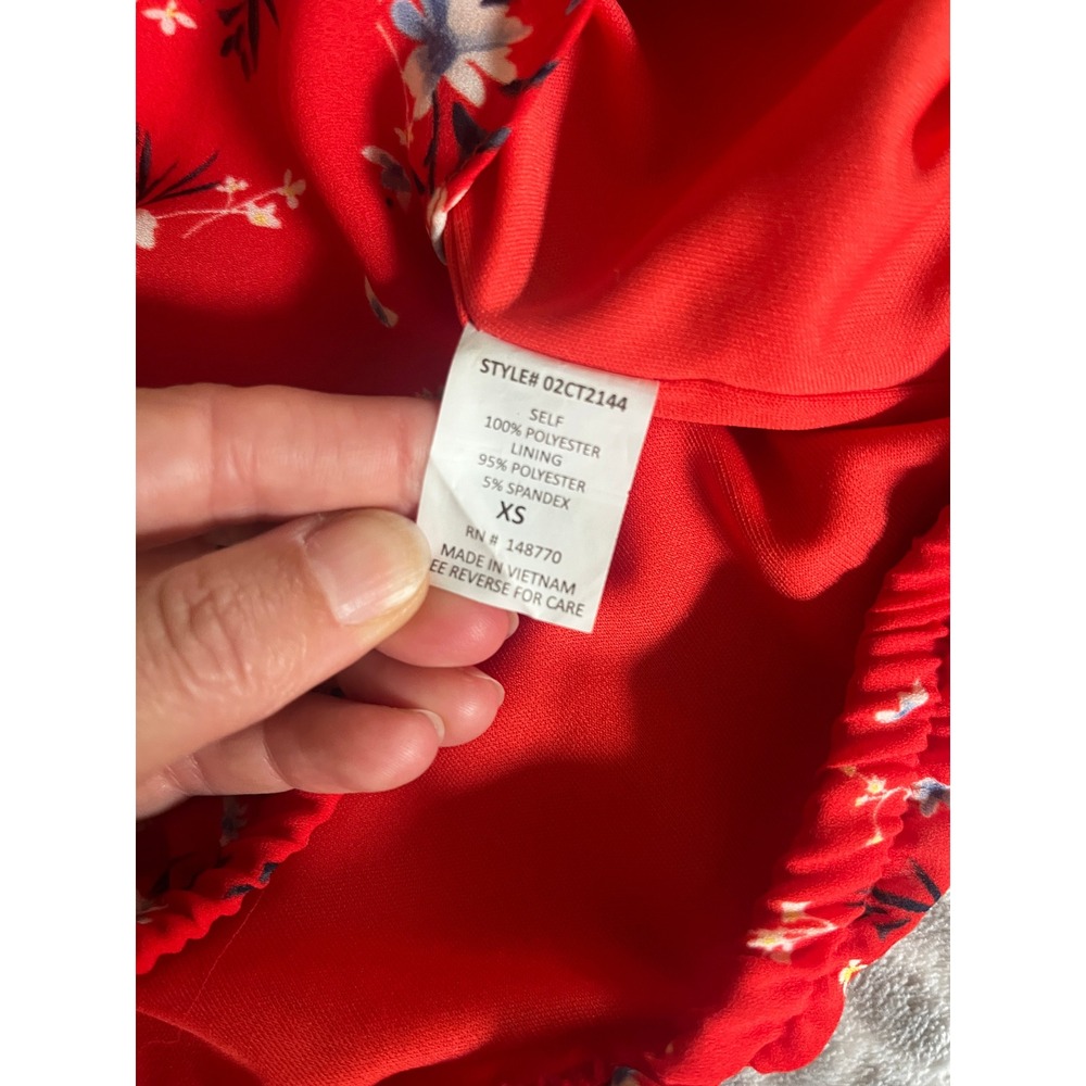 Red Floral Camisole Top size XS Cami V-Neck Boho Chic Cottagecore Girly Feminine - Picture 8 of 9